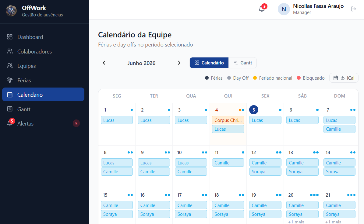 Calendário Corporativo