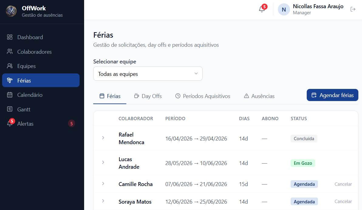Gestão de Férias